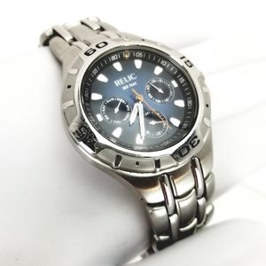 Relic Wet Zr549 Chrome Blue Dial 